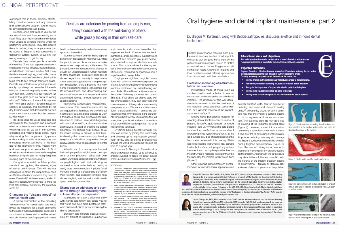 Oral hygiene and dental implant maintenance: part 1